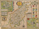 ₴ Древние карты высокого разрешения от 317 грн.: Карта Нортгемптоншира с вложением в графский город Нортгемптон, а также город Питерборо