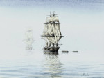 ⚓Картина морской пейзаж художника от 129 грн.: Два фрегата ищут ветра в штиль
