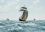 Купить от 123 грн. картину морской пейзаж: Трехмачтовая шхуна "Элизабет Беннет" отходит от берегов Нормандии