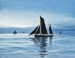 Купить от 129 грн. картину морской пейзаж: Штиль - траулер бриксем "Souvenir" на остекленевшем море