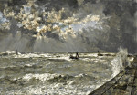 ⚓Репродукция морской пейзаж от 223 грн.: Люггер в неспокойных водах Схевенинген гавани