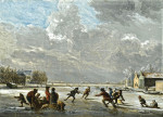 Купить от 123 грн. картину пейзаж: Зимний пейзаж с конькобежцами на замершем озере