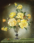 ₴ Репродукция натюрморт от 247 грн.: Желтые розы и бабочки