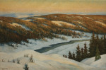₴ Репродукция пейзаж от 319 грн.: Зимний лесной пейзаж с рекой