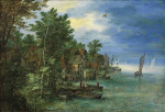 ₴ Репродукция пейзаж от 223 грн.: Вид на деревню на реке