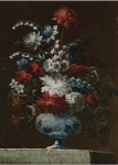 ₴ Репродукция натюрморт от 204 грн.: Цветы в фарфоровой вазе на каменном выступе
