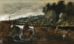 ₴ Репродукция пейзаж от 199 грн.: Пейзаж с кавалеристами около моста над водопадом