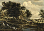 ₴ Картина пейзаж известного художника от 229 грн.: Коттедж возле ручья в лесном ландшафте