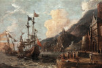 Картина море художника от 199 грн.: Средиземноморский порт с лодками и фигурами