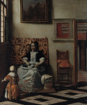 Картина бытовой жанр известного художника от 195 грн.: Интерьер с женщиной швеей и ребенком