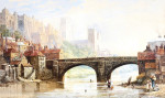 ₴ Репродукция городской пейзаж от 261 грн.: Даремский собор от моста Фрамвелгейт с фигурами на переднем плане