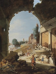 ₴ Картина пейзаж художника от 260 грн.: Фигуры среди руин около Тибра