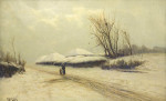 ₴ Репродукция пейзаж от 199 грн: Фигуры на зимней дороге