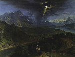 ₴ Картина пейзаж художника от 189 грн: Горный пейзаж с молнией