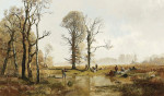 Купите картину художника от 162 грн: Пейзаж с охотниками и собирателем хвороста