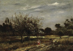 Купите картину художника от 187 грн: Пейзаж с фруктовыми деревьями