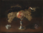 Картина натюрморт от 202 грн.: Натюрморт с виноградом и щеглом