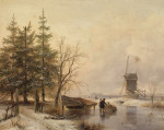 ₴ Репродукция пейзаж от 333 грн.: Голландский зимний пейзаж с фигуристами