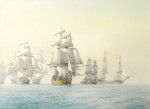 Купить картину море известного художника от 197 грн.: 32 пушечный фрегат "Терпсихора" вступила в бой с испанским 34 пушечным фрегатом "Махонеса" 13 октября 1796 года у Картахены, Испания