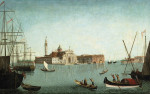 ₴ Репродукция городской пейзаж от 205 грн.: Венеция вид на остров Сан-Джорджо-Маджоре с гондолами и большими судами