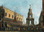 ₴ Репродукция городской пейзаж от 235 грн.: Фестиваль жира в четверг перед Герцогским дворцом в Венеции
