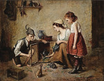 ₴ Картина бытового жанра художника от 193 грн.: Семья с кроликами
