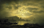 ₴ Купить картину пейзаж художника от 161 грн: Ночь полнолуния на Нижнем Рейне