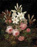 ₴ Репродукція натюрморт від 356 грн.: Лілії та троянди