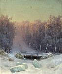 ₴ Репродукция картины пейзаж от 137 грн.: Зимний вечер в лесу