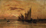 ₴ Купить картину море художника от 169 грн.: Рыбацкие лодки на рассвете