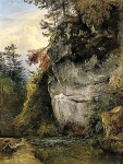 Купить картину пейзаж известного художника от 208 грн.: Скала возле потока