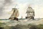 Купить картину море от 179 грн.: Голландская баржа и торговое судно проплывают по каналу