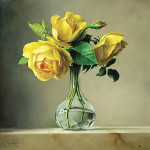 ₴ Картина натюрморт современного художника от 235 грн.: Золотые розы