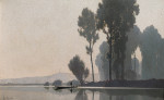 ₴ Репродукция пейзаж от 205 грн.: Утренний туман, озеро, окрестности Амьена