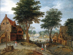 ₴ Картина пейзаж известного художника от 174 грн.: Суетливый деревенский пейзаж с деревьями