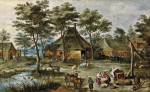 ₴ Картина пейзаж известного художника от 174 грн.: Деревенская сцена с колодцем