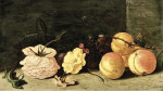 ₴ Репродукция натюрморт от 246 грн.: Персики, розы, красные и черные ягоды
