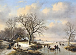 ₴ Репродукция пейзаж от 337 грн.: Ледяные развлечение с фигуристами и рыбаком
