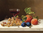 ₴ Репродукция натюрморт от 325 грн.: Натюрморт с фруктами, орехами и рюмкой