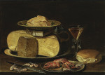 ₴ Репродукция натюрморт от 301 грн.: Головка сыра на оловянной тареле, с кувшином