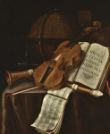 ₴ Репродукция картины натюрморт от 181 грн.: Ванитас со скрипкой, флейтой, нотами и глобусом