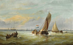 Купить картину море художника от 169 грн.: Рыболовные лодки в неспокойных водах, Флиссингин в отдалении