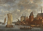 ₴ Картины морской пейзаж художника от 175 грн.: Вид на Бонн с паромом и парусными кораблями на Рейне
