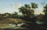 Купить картину пейзаж художника от 174 грн: Итальянский пейзаж с фигурами и скотиной у пруда