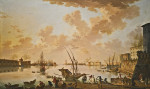 ⚓Репродукция морской пейзаж от 235 грн.: Вид Чивитавеккья, "Порт Рима", с лодками в гавани и фигуры на причале
