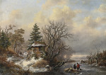 ₴ Картина пейзаж художника от 194 грн.: Зимний пейзаж с собирателями хвороста