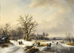 ₴ Репродукция пейзаж от 309 грн.: Конькобежцы на замерзшей реке