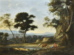 ₴ Картина пейзаж художника от 204 грн.: Пейзаж с пастухами и их стадом на озере