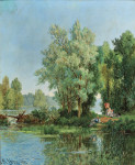 ₴ Картина пейзаж художника от 181 грн.: Семейная прогулка к реке