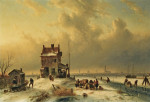Купить картину пейзаж известного художника от 170 грн: Горожане на льду, Амстердам на расстоянии